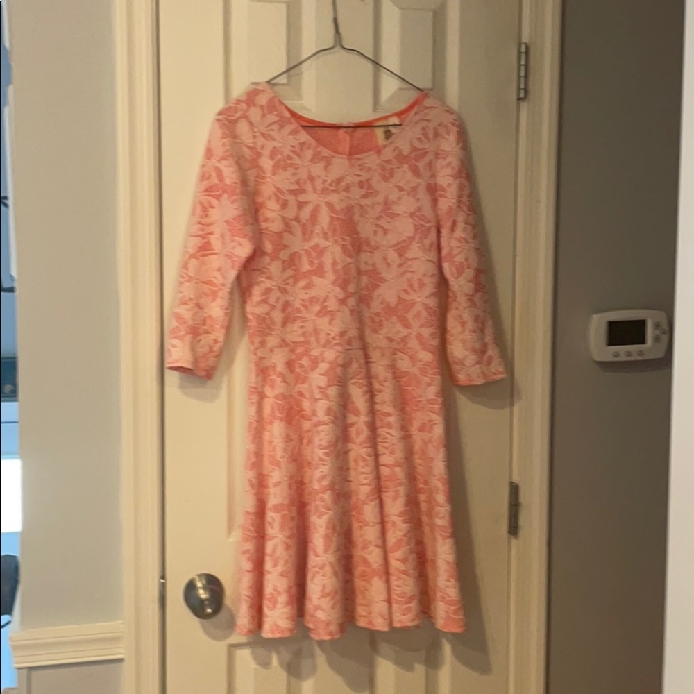 Pink floral fit and flare Dress